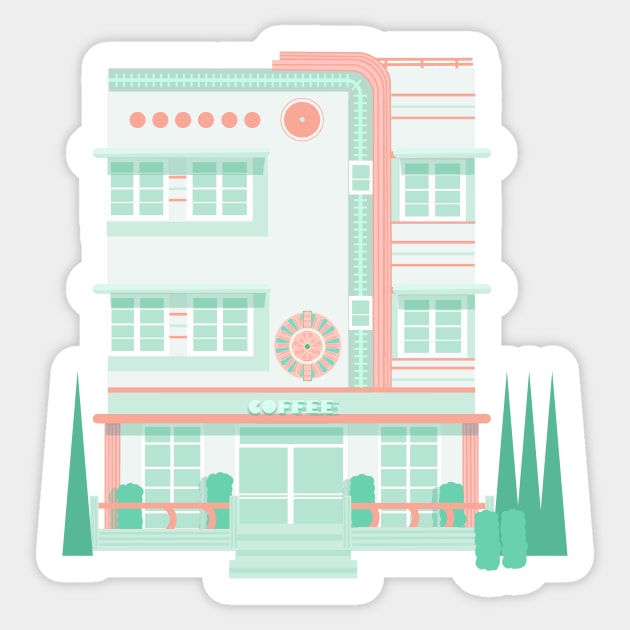 Art Deco Coffee shop Sticker by jenblove